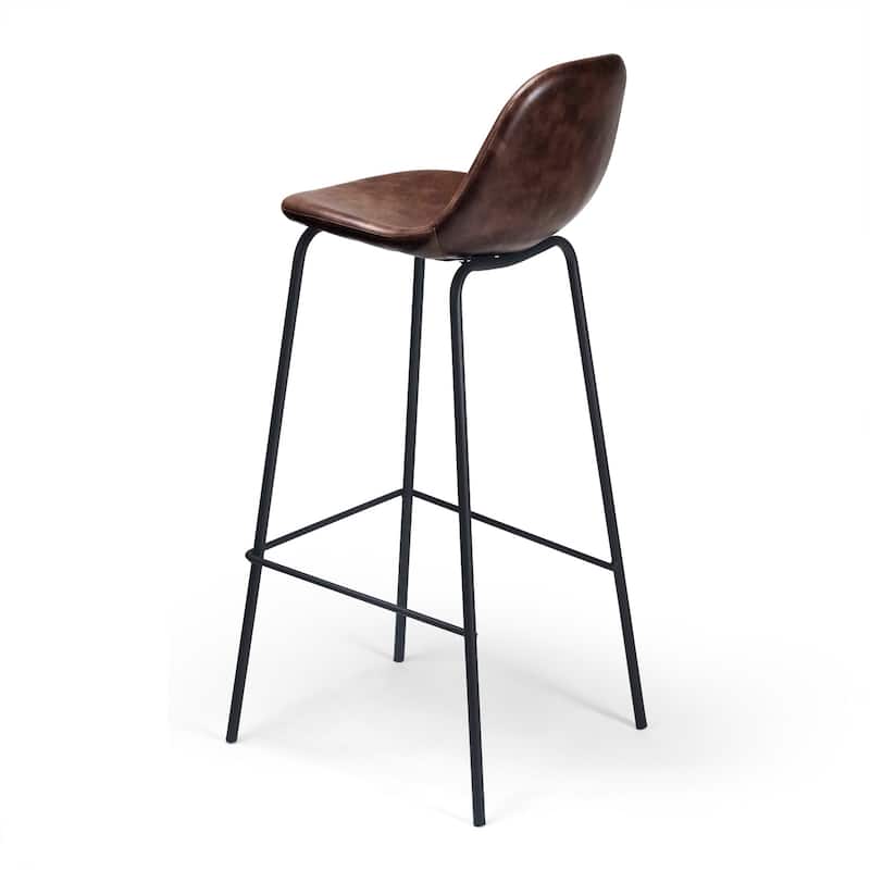 Maxine Vegan Leather Bar Height Stools Black Legs (Set of 2)