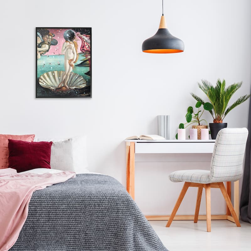 Stupell Classic Clamshell with Disco Ball Framed Giclee Art Design By Lil' Rue