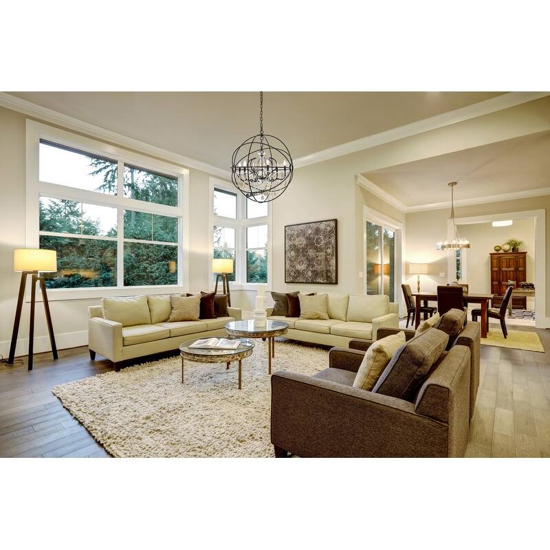 Royce Edge 6 light Dark Bronze Chandelier - dark bronze royal cut golden teak (smoky) crystals