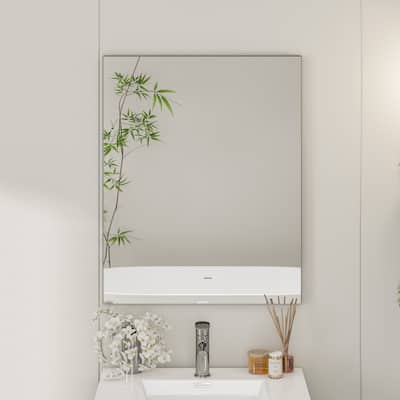 Eviva Sax 24" x 30" Rectangular Rosewood Metal Framed Mirror