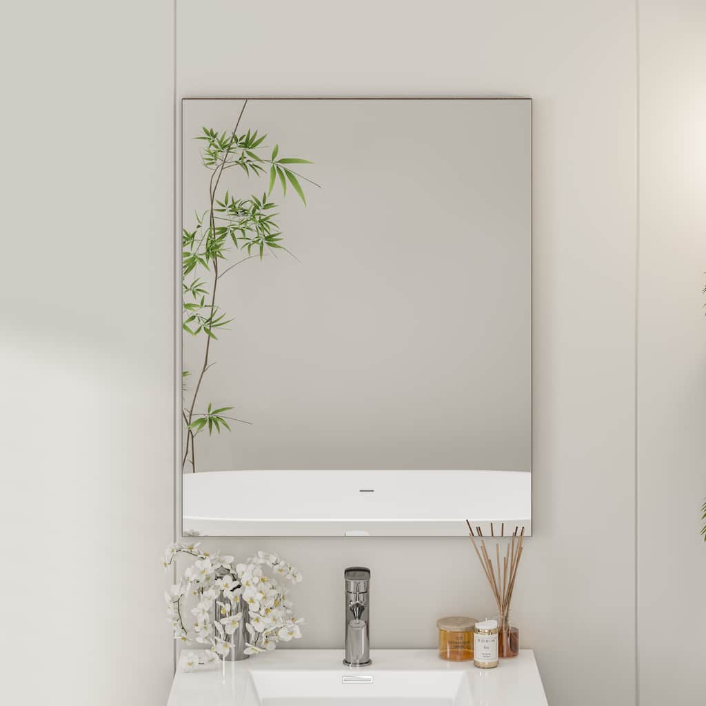Eviva Sax 24" x 30" Rectangular Rosewood Metal Framed Mirror
