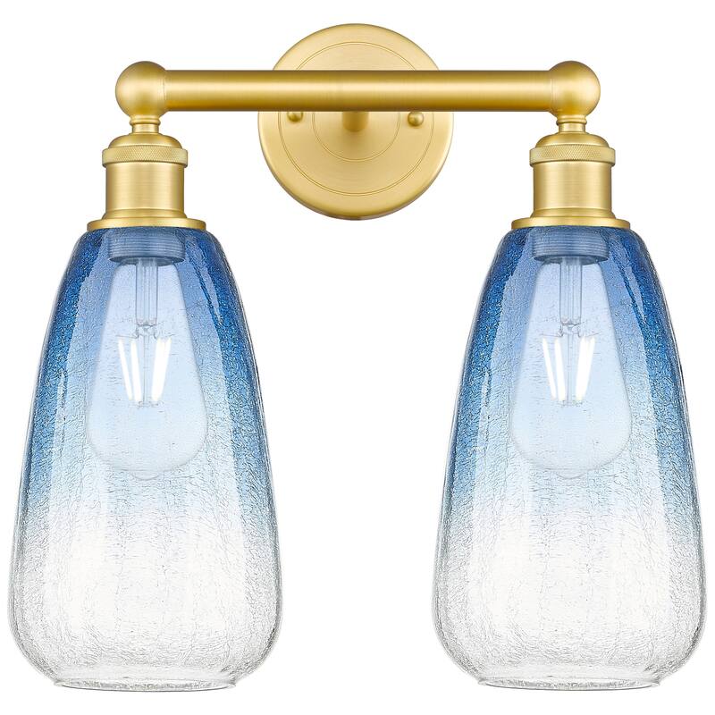 Innovations Lighting Endless Possibilities Edison - Brookhaven Almond - 2 Light 15" Bath Vanity Light - Satin Gold/Sapphire Blue