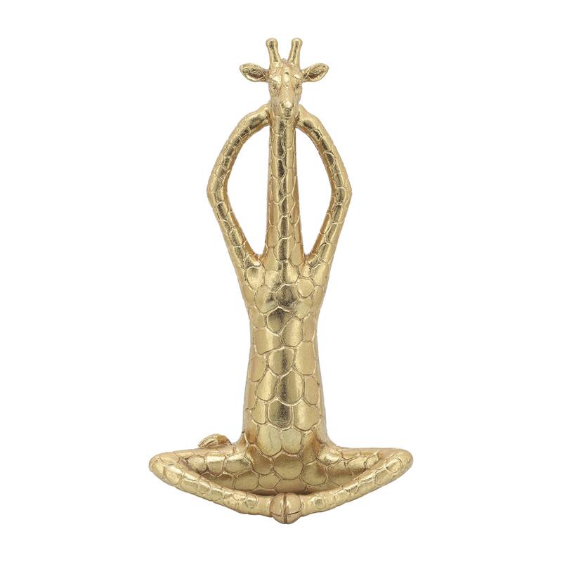 Decorative Resin Yoga Giraffe Figurines - Set of 3, 12", Gold - 12.0"