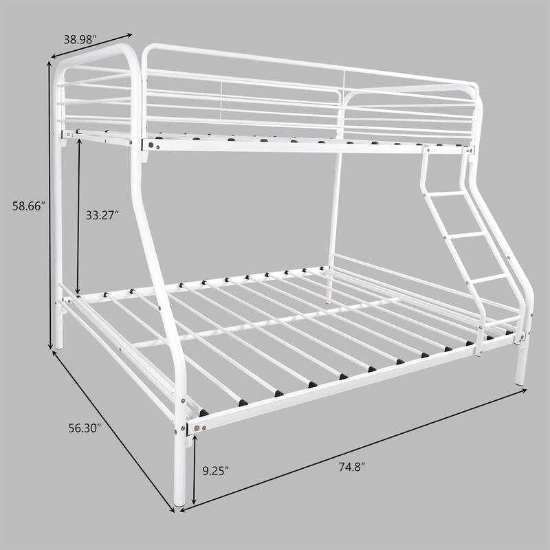 Modern White Heavy Duty Twinoverfull Metal Bunk Bed, Easy Assembly