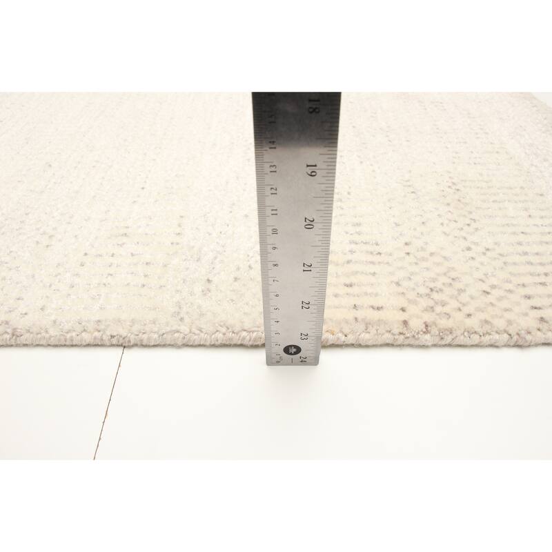 ECARPETGALLERY Hand Loomed Pearl Cream Viscose, Wool Rug - 2'0 x 2'11