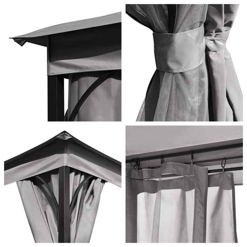 Patio Gazebo with Mosquito Netting and Privacy Screens for Backyard