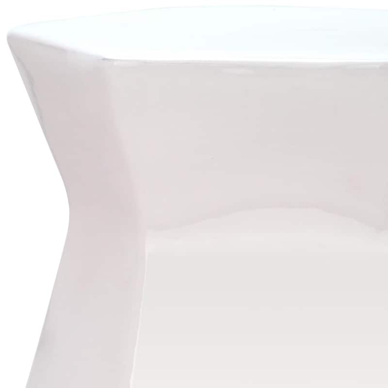 SAFAVIEH Irena Modern White Hexagon Ceramic Decorative Garden Stool