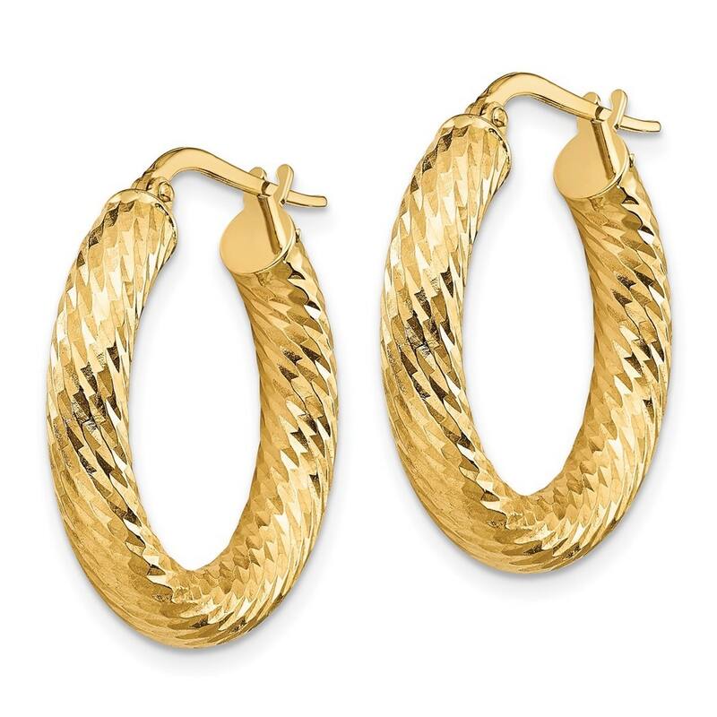Curata 14k Yellow Gold Sparkle Cut Round Hoop Earrings - 23.4x22.35mm