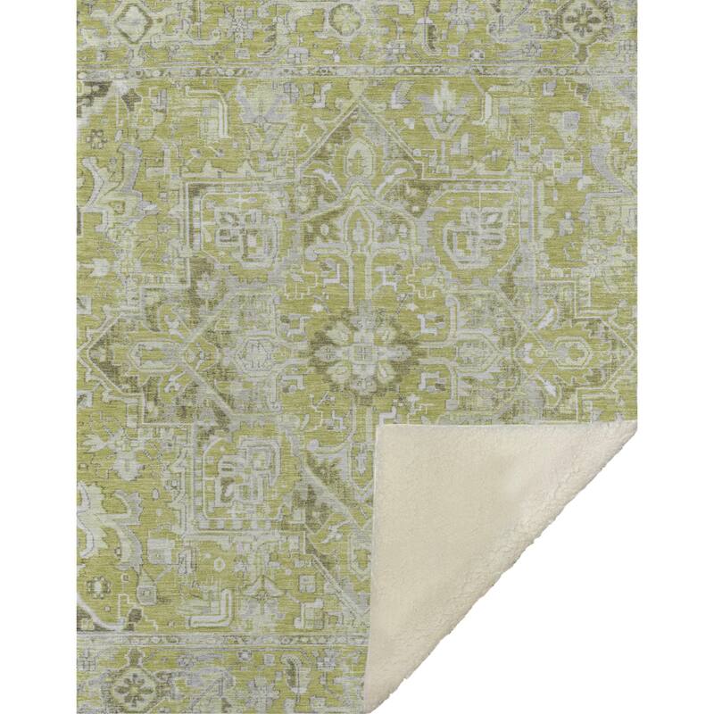 Premium Machine Washable Traditional Persian Sherpa Throw Blanket