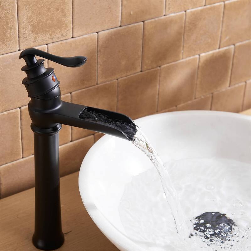 Waterfall Bathroom Vessel Faucet Single Handle Bathroon Vessel Sink Faucets Single Hole High Modern Basin Vanity High Taps