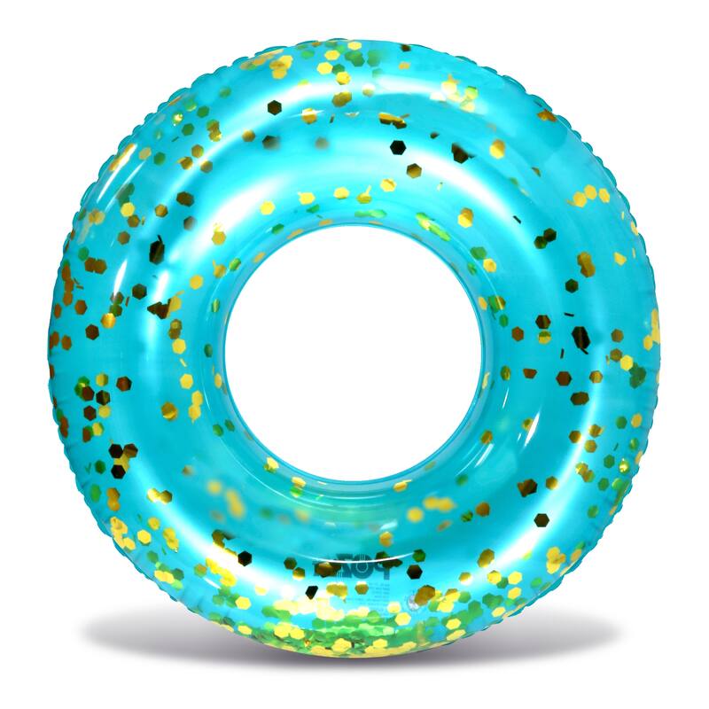 CoTa Global Inflatable Blue Gold Pool Float Tube with Sparkle Confetti - 36 inches