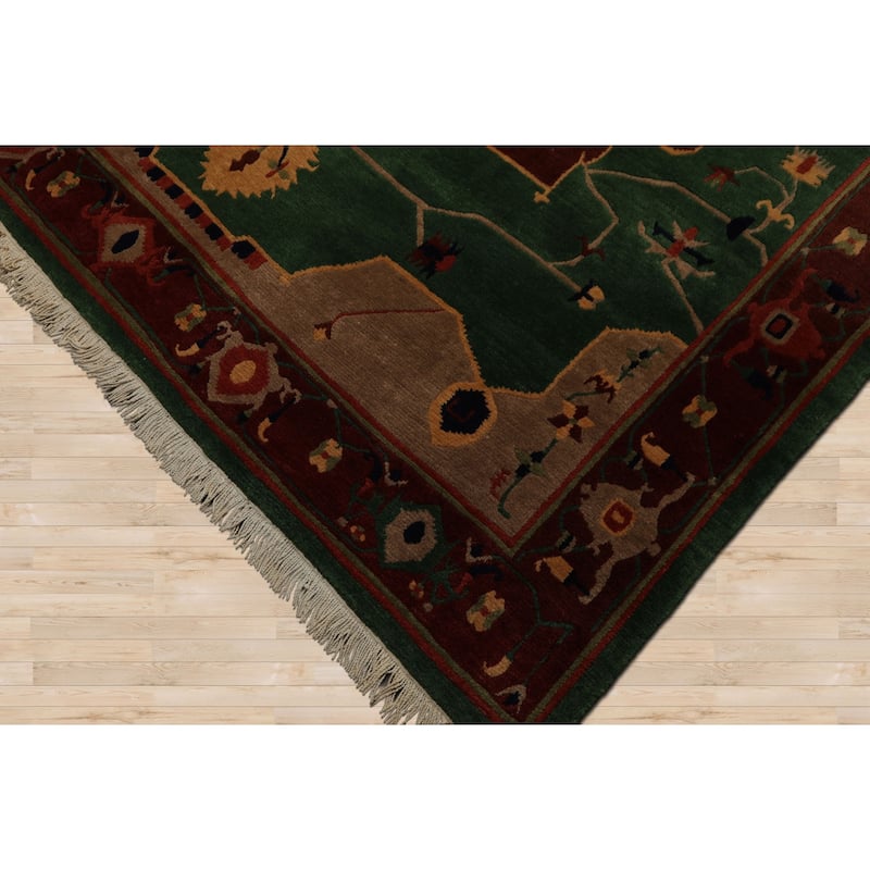 8x9'10'' Hand Knotted Wool Green Tibetan Art Plush Pile Tufenkian Rug - 8' x 9' 10''