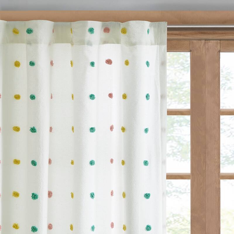 Cotton Jacquard Pom Pom Curtain Panel(Only 1 Pc Panel)