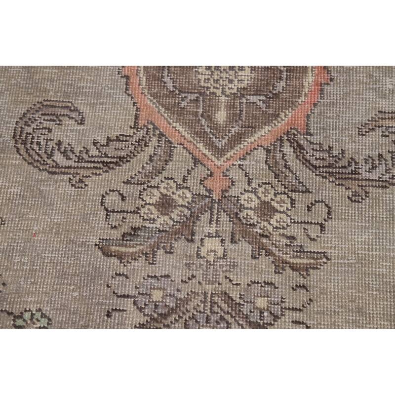 Gray Geometric Tabriz Persian Area Rug Hand-Knotted Wool Carpet - 9'1"x 12'9"