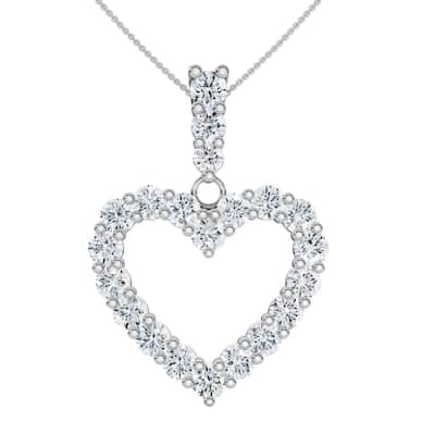2Ct Diamond Heart Penant Gold Lab Grown Women's Necklace 18"
