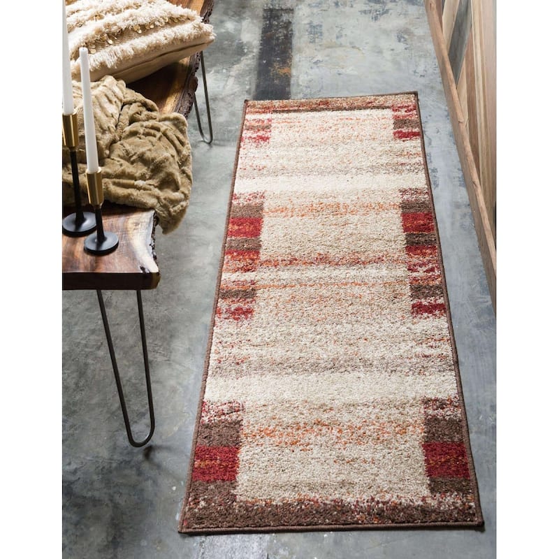 Contemporary Beallara Collection Area Rug - 2'6"x10' - Beige