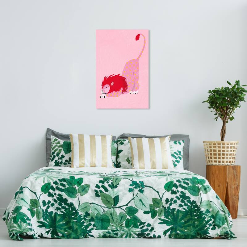 Wynwood Studio Canvas Animals My paw and stars Pink and Modern & Contemporary Wall Art Canvas Print - 36 x 24
