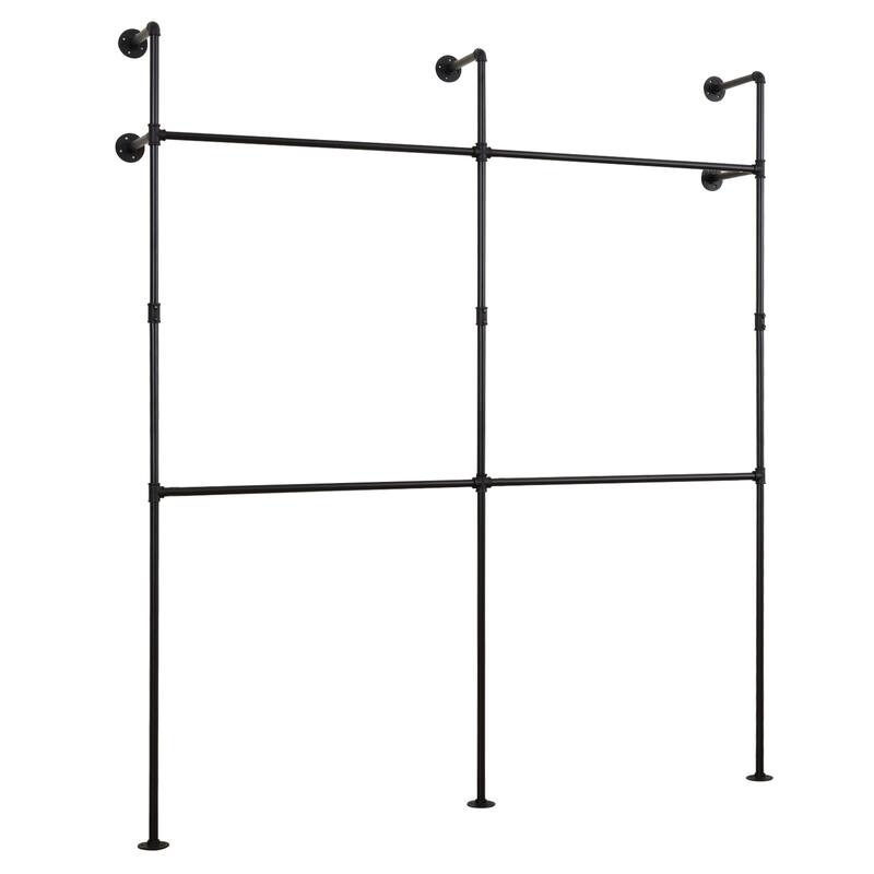 Gymax Industrial Pipe Clothing Rack Wall Mounted Heavy-Duty Metal