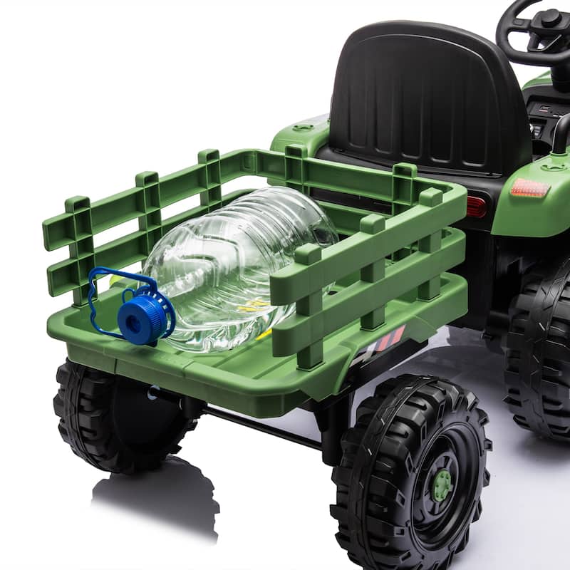 Ride on Tractor with Trailer, 24V Battery Powered Electric Tractor Toy, Electric Vehicle for Kids with 3 Speeds