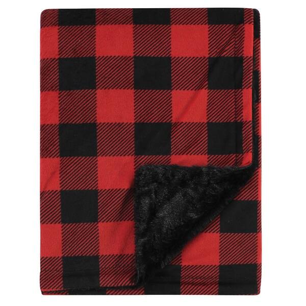 slide 1 of 1, Hudson Baby Plush Blanket with Furry Binding and Back, Buffalo Plaid, One Size - Buffalo Plaid - One Size One Size - Buffalo Plaid
