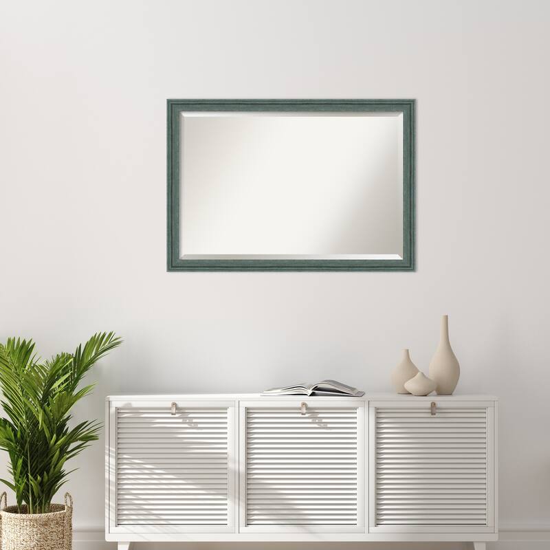 Upcycled Beveled Wood Framed Wall Mirror