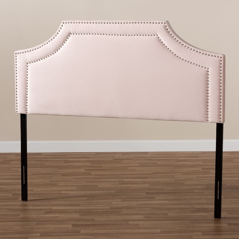 Modern Light Pink Velvet Upholstered Queen Size Headboard with Plush Tufting and Soft Glamorous Detailing
