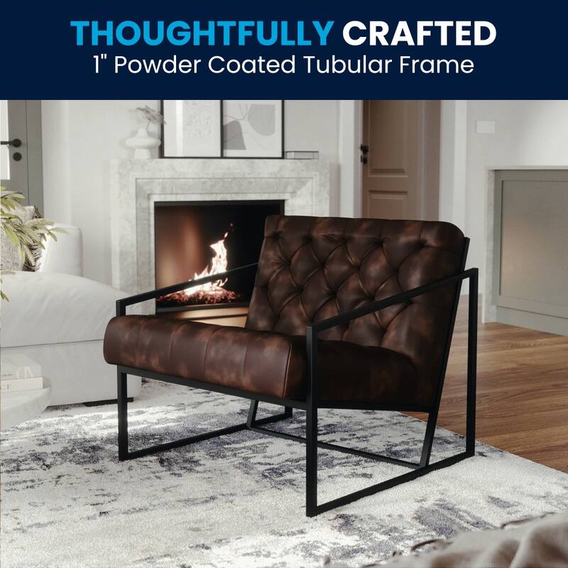 Upholstered Tufted Lounge Chair - 29"W x 31.75"D x 27.5"H