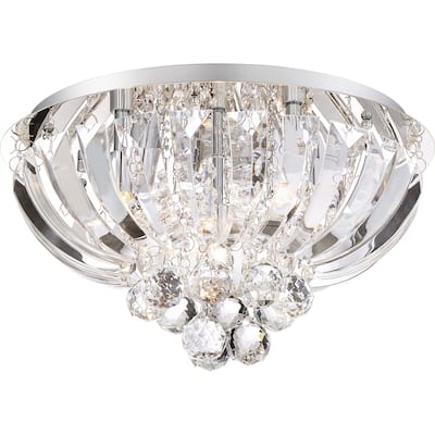 Polished Chrome Five Light Flush Mount from the Glisten Collection