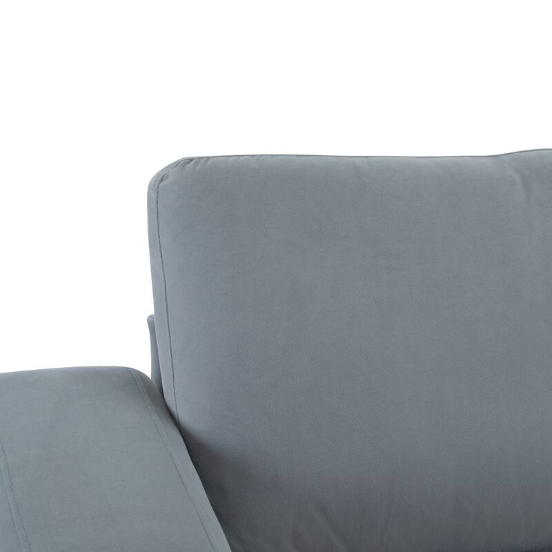 81" Gray Modern Sofa with Velvet Upholstery and Sturdy Legs