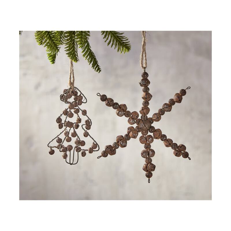 Brown Iron Bell Tree Ornament 10 in H x 3.2 in Dia for Christmas Decor - Dust Clean Design