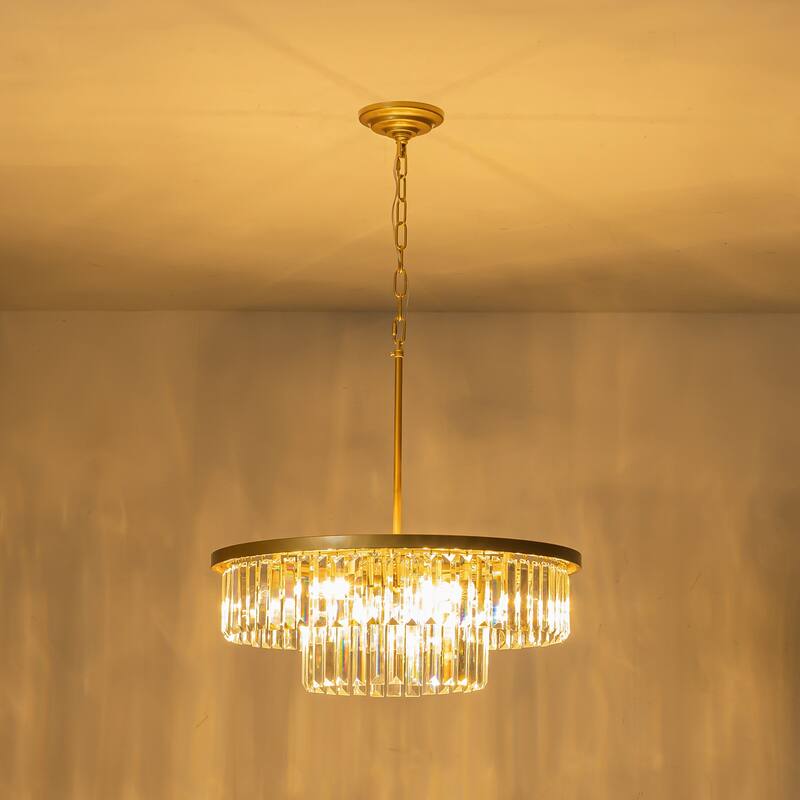 Starsky 6-Light 21in. Modern Crystal Drum Kitchen Island Light Contemporary Tiered Round Chandelier