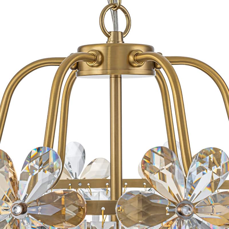 Ornate Glam 6-Light Crystal Flowers Drum Pendant - 19.7 in