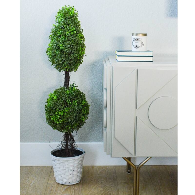 Admired By Nature 3-ft. Faux Sculpted Boxwood Potted Topiary - GTR4634-NATURAL