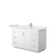 preview thumbnail 125 of 168, Miranda Single Vanity Set, Cultured Marble Top, No Mirror 54-Inch Single - White, Gold Trim, Carrara Cultured Marble Top