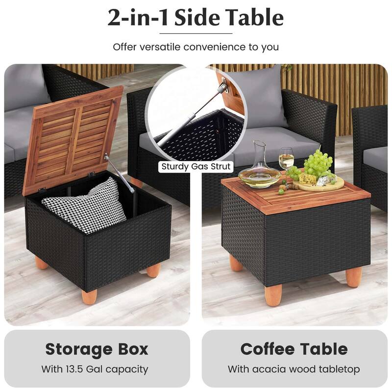 Costway 8 PCS Wicker Patio Furniture Set with Removable Cushions - See Details