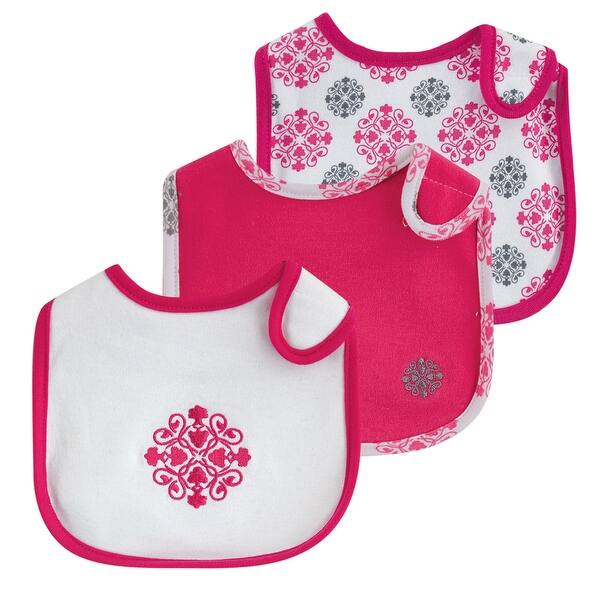slide 1 of 1, Yoga Sprout Baby Girl Cotton Bibs 3pk, Pink Medallion, One Size - Pink Medallion - One Size One Size - Pink Medallion
