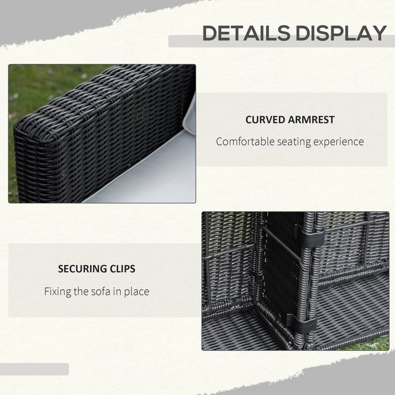 Patio bench Corner Sofa with Cushions - 51" W x 27.25" D x 27.5" H