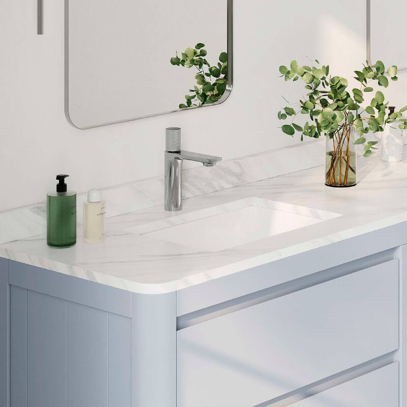 STYLISH Porcelain Rectangular 18 inches Undermount Ceramic Bathroom Sink with Overflow
