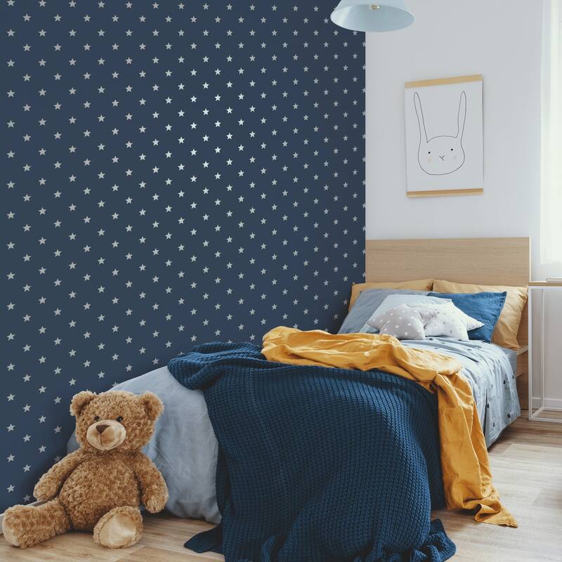 Advantage Starry Motif Dark Blue Geometric Wallpaper