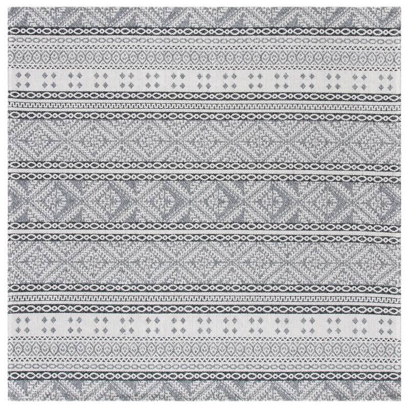 SAFAVIEH Augustine Tutku Contemporary Cotton Rug - 6'4" Square - Light Grey/Anthracite