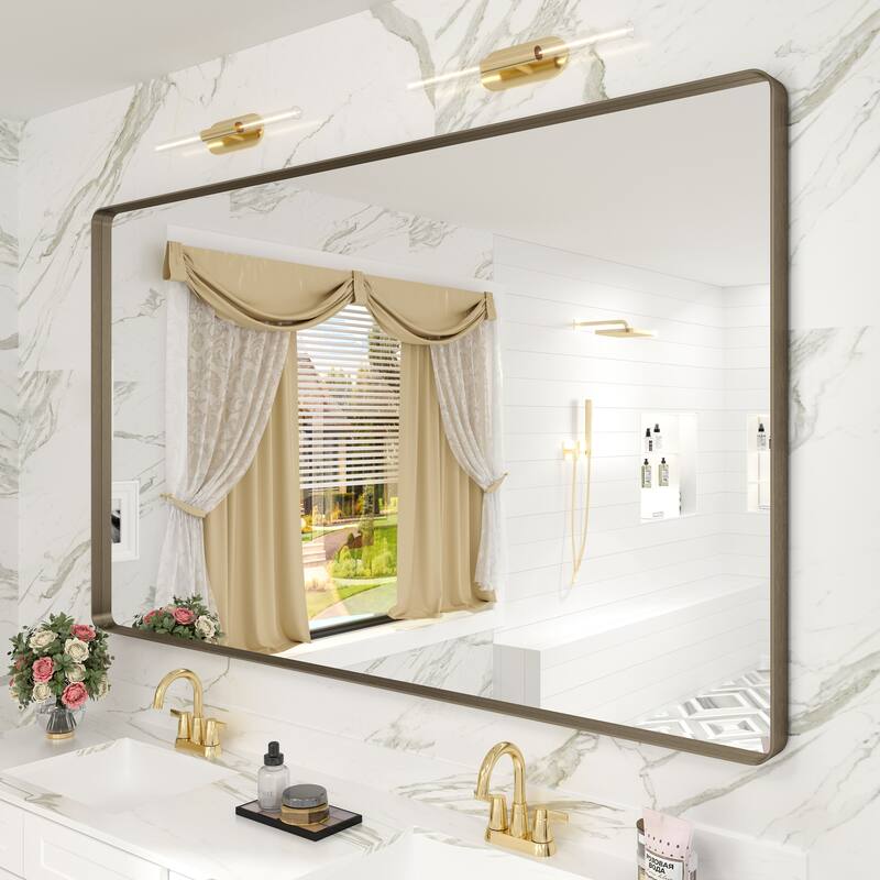 Modern Metal Frame Wall Mounted Bathroom Vanity Mirror