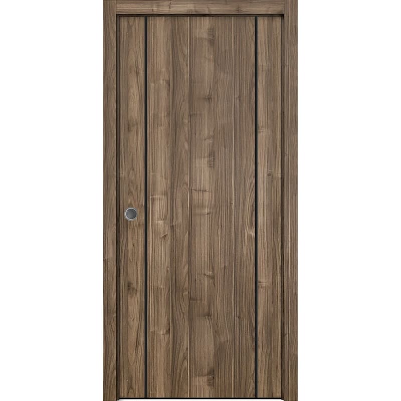 French Pocket Door 28x80 with Planum 0016 White Silk with Kit Trims Rail - 36" x 84"
