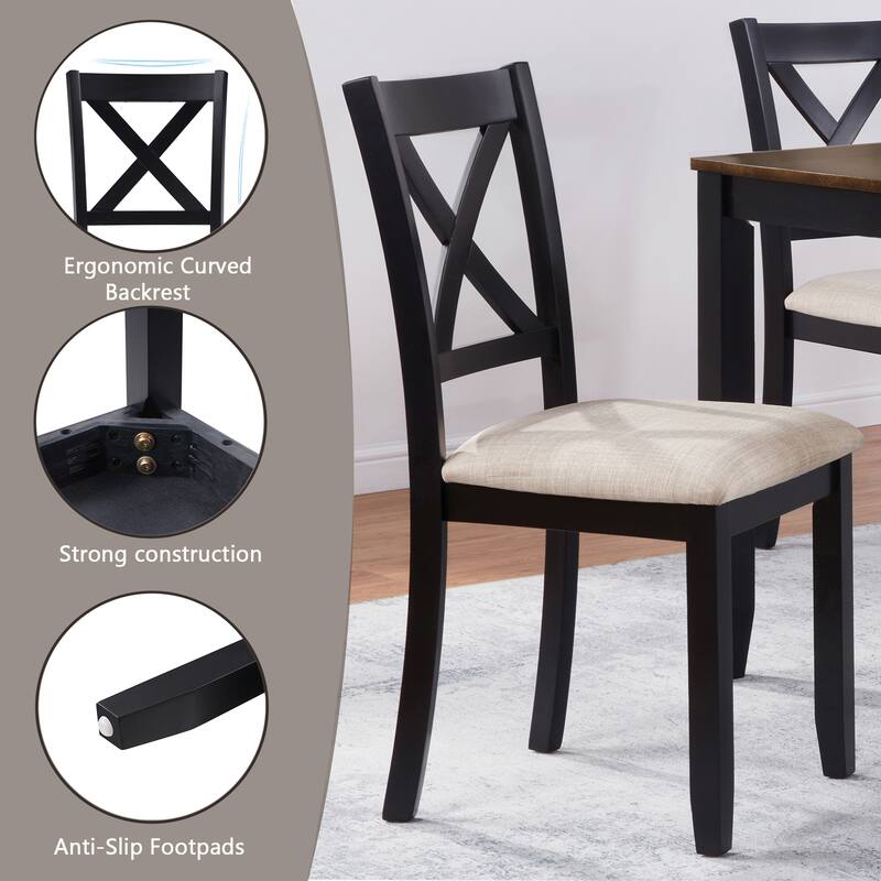 6-Piece Wooden Dining Table Set, Including 1 Dining Table, 4 Chairs & 1 Bench, Kitchen Dining Table & Chair Set for 6-Person