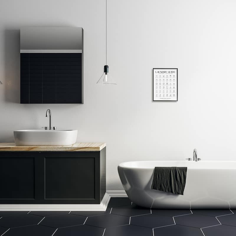 Stupell Laundry Room Minimal Symbols Guide Check Pockets Framed Wall Art - Off-White