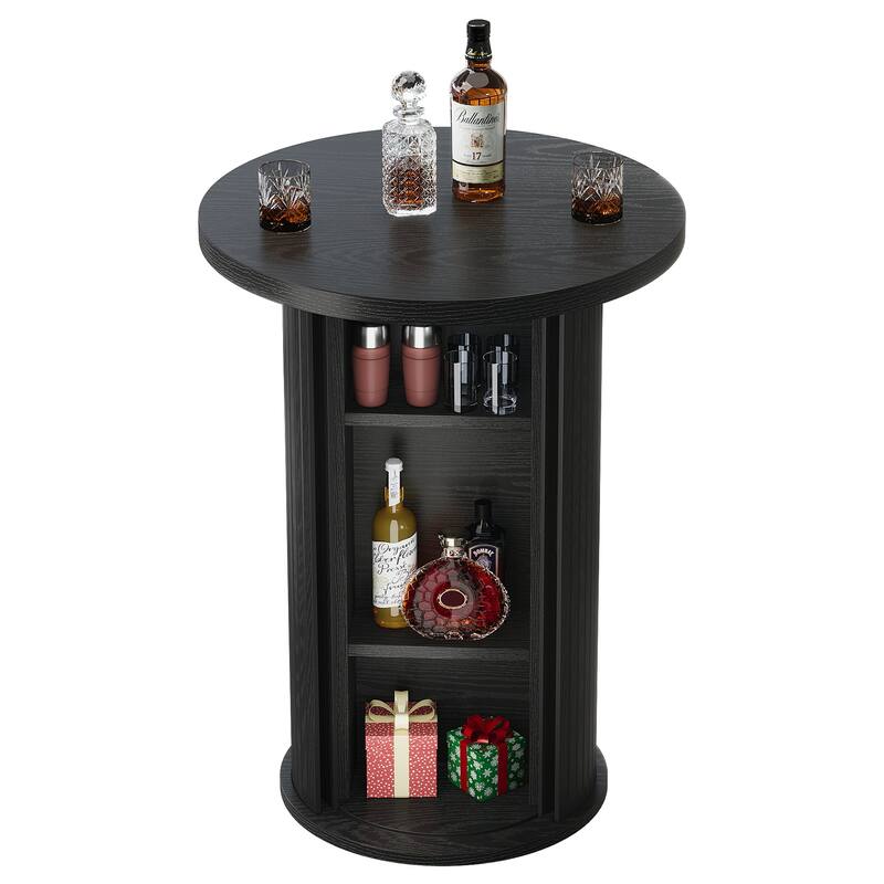 Bar Table, Hidden Storage Cocktail Table, Bistro High Top Pub Unit Kitchen Party Accent Pub Table