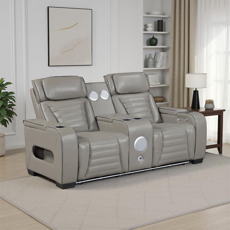 Arbor 73" Leather Power Double Reclining Loveseat with Center Console
