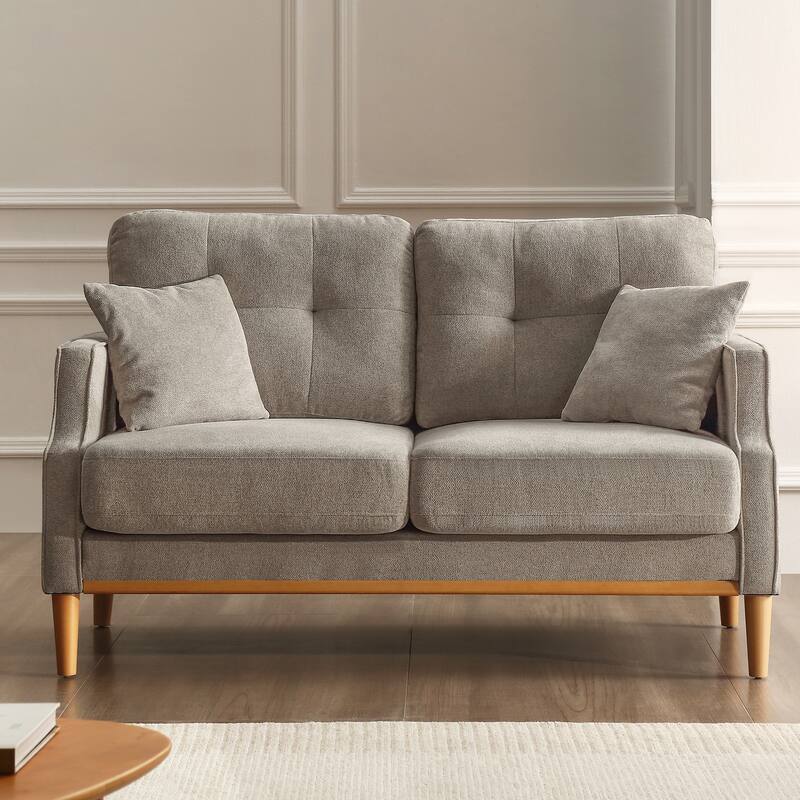Loveseats 2 Seater Sofa For Primary Living Space,Bed Room,Office,Waterproof Fabric,USB Charge Port,2 Pillows,Wood Legs