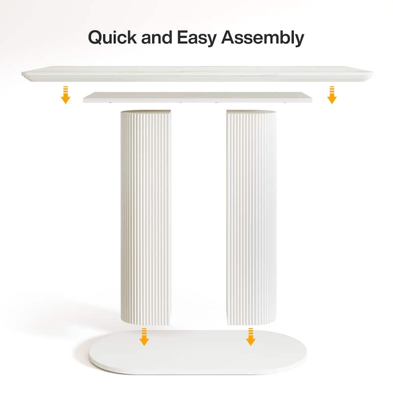 47 inch Home Bar Unit Bar Table with Faux Marble Tabletop for Kitchen