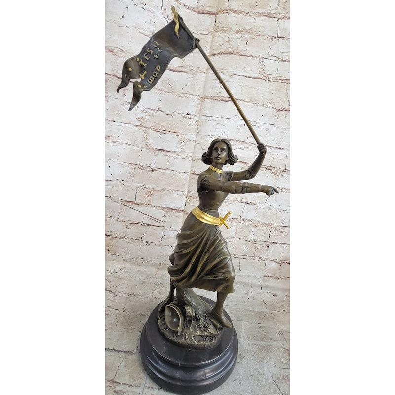 Art Deco By Gaudez Joan Of Arc French Maid Of Orleans Hot Cast Bronze Sculpture