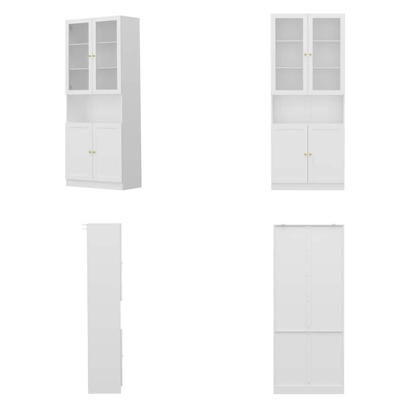 70.9" Storage Cabinet with Glass Doors Office Cabinet Display Cabinet